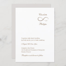 Infinity Symbool White Grey Gold Elegant Wedding Kaart