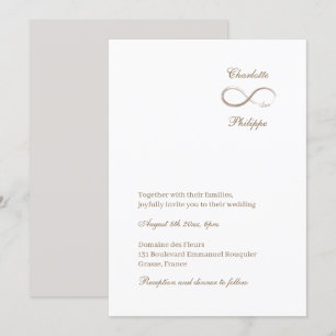 Infinity Symbool White Grey Gold Elegant Wedding Kaart