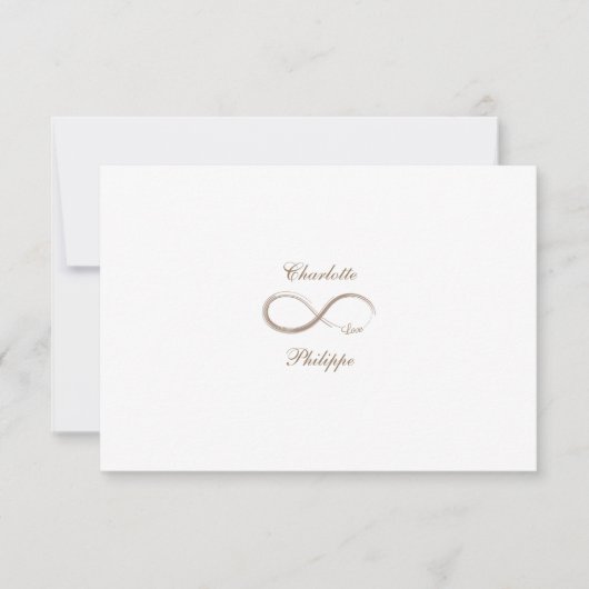 Infinity symbool White Grey Gold Wedding RSVP Kaart (Voorkant)