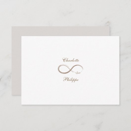 Infinity symbool White Grey Gold Wedding RSVP Kaart (Voorkant / Achterkant)