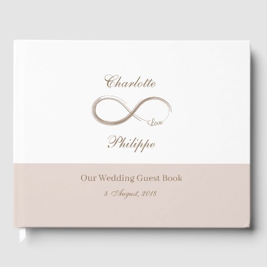 Infinity Symbool White Rose minimalistische bruilo Gastenboek (Voorkant)