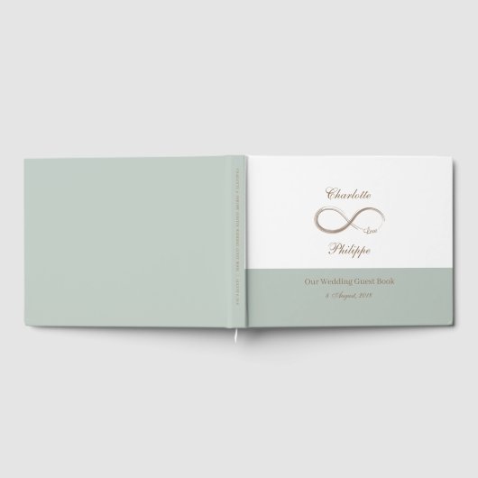 Infinity Symbool White Sage minimalistische Weddin Gastenboek (Volledig)