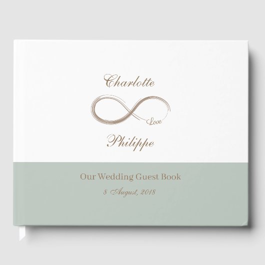 Infinity Symbool White Sage minimalistische Weddin Gastenboek (Voorkant)