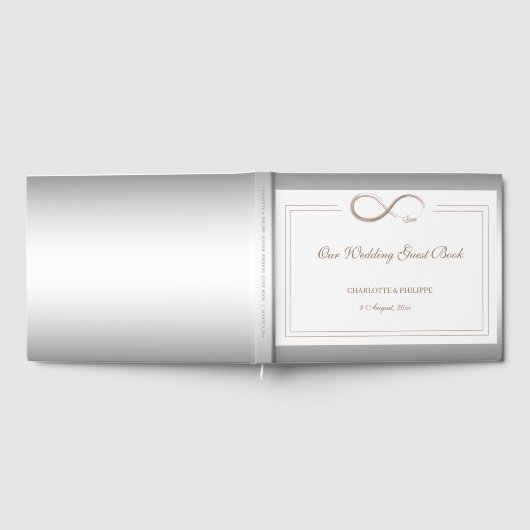 Infinity Symbool Wit Zilver Goud Elegante bruiloft Gastenboek (Volledig)