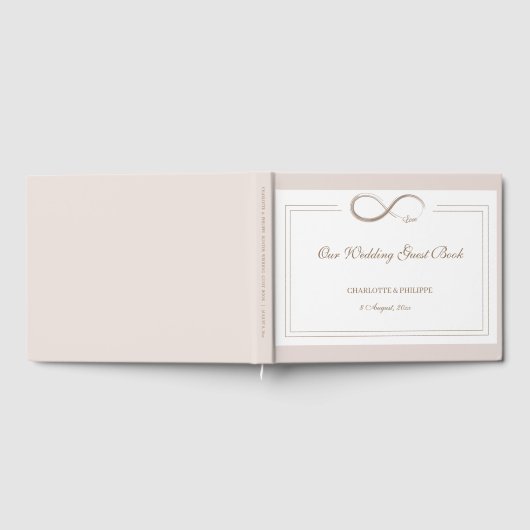 Infinity Symbool Witte Blush Roze Elegante Huwelij Gastenboek (Volledig)