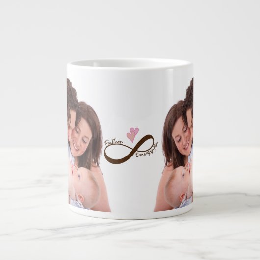 Infinity teken roze harten aangepaste papa baby me grote koffiekop (Voorkant)