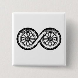 Infinity Two Wheels Freedom Vierkante Button 5,1 Cm