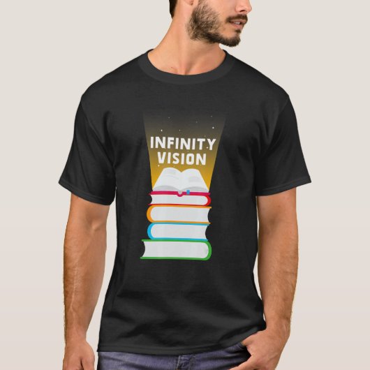 Infinity Vision Book Library Lezen naar Boekendag T-shirt (Voorkant)