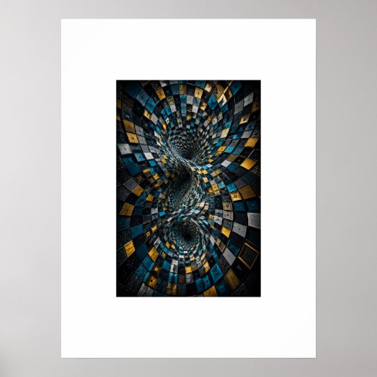 Infinity Warp Geometrische 3D-mozaïekposter Poster (Voorkant)