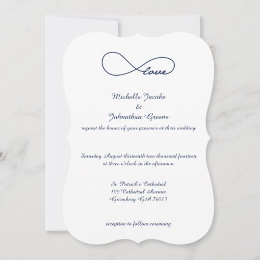 Infinity Wedding Invitation van Navy Blue Love Kaart (Voorkant)