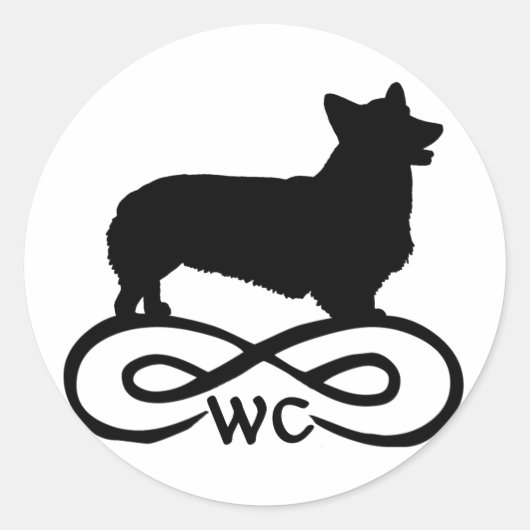 Infinity Welsh Corgi Ronde Sticker (Voorkant)