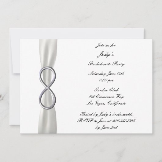 Infinity White Wedding Bachelorette Party nodigt u Kaart (Voorkant)