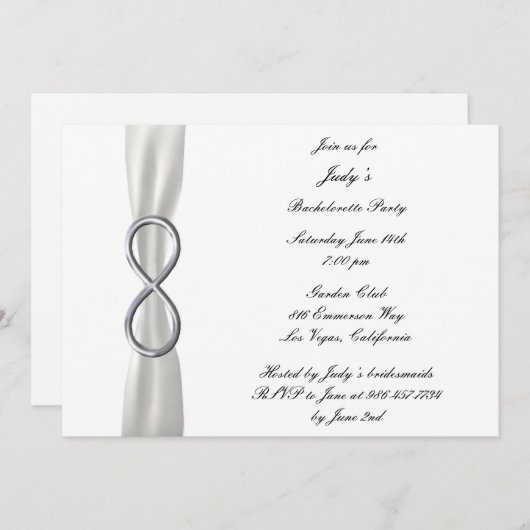 Infinity White Wedding Bachelorette Party nodigt u Kaart (Voorkant / Achterkant)