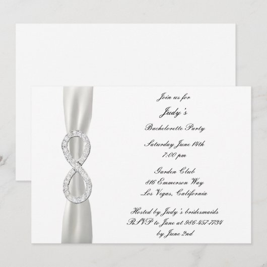 Infinity White Wedding Bachelorette Party nodigt u Kaart (Voorkant / Achterkant)