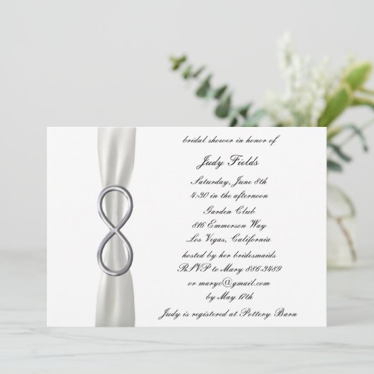 Infinity White Wedding Bridal Shower Kaart (Staand voorkant)