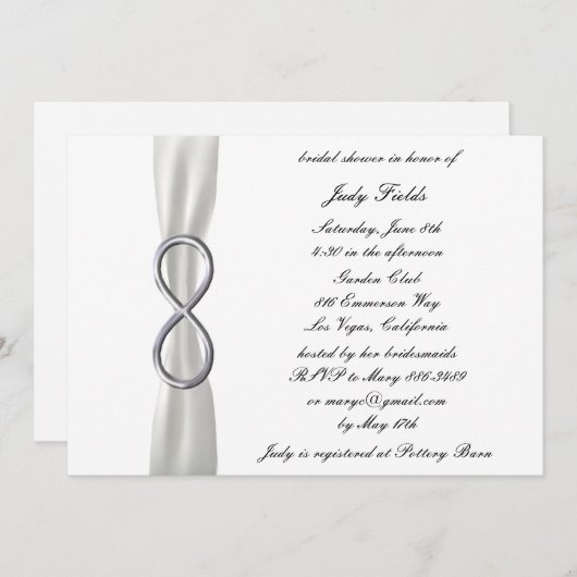 Infinity White Wedding Bridal Shower Kaart (Voorkant / Achterkant)