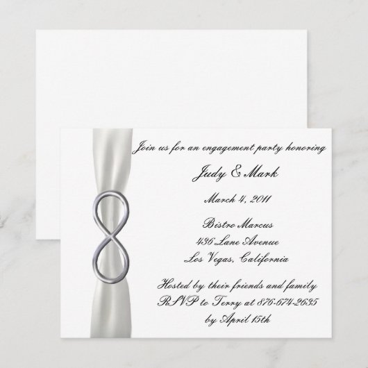 Infinity White Wedding Engagement Party Kaart (Voorkant / Achterkant)