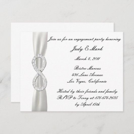 Infinity White Wedding Engagement Party Kaart (Voorkant / Achterkant)