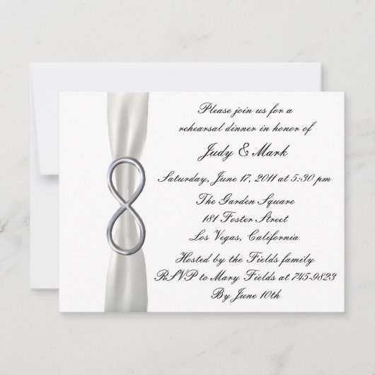Infinity Wit Huwelijk repetitie diner uitnodiging (Voorkant)