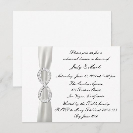 Infinity Wit Huwelijk repetitie diner uitnodiging (Voorkant / Achterkant)