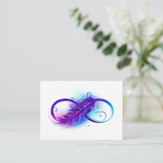 Infinity with Purple Feather Advieskaart (Staand voorkant)