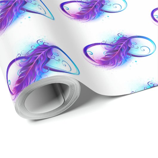 Infinity with Purple Feather Cadeaupapier (Rol Hoek)