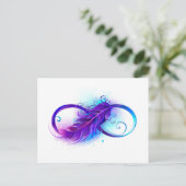 Infinity with Purple Feather Feestdagenkaart (Staand voorkant)