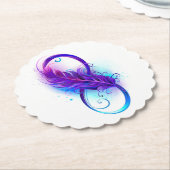 Infinity with Purple Feather Kartonnen Onderzetters (Gekanteld)