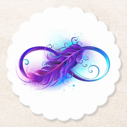 Infinity with Purple Feather Kartonnen Onderzetters (Voorkant)