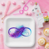 Infinity with Purple Feather Papieren Bordje (Feest)