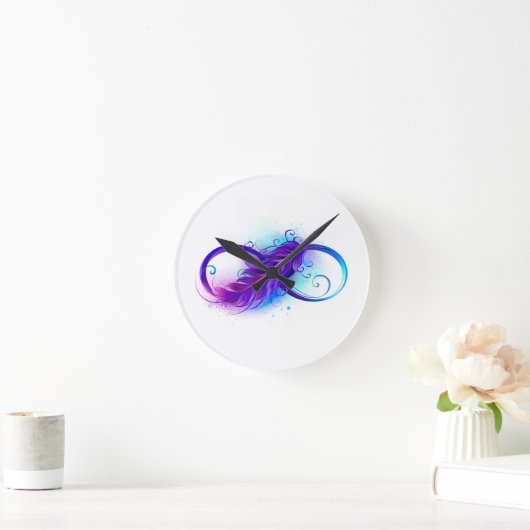 Infinity with Purple Feather Ronde Klok (Huis)