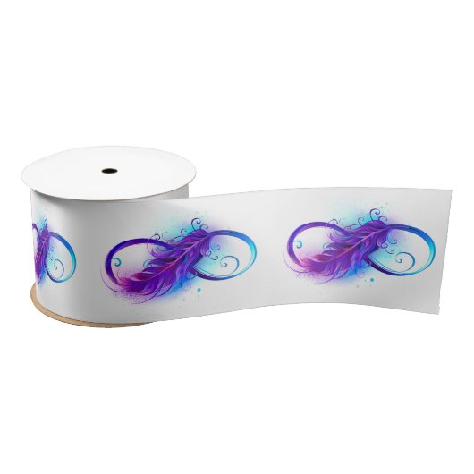 Infinity with Purple Feather Satijnen Lint (Spoel)