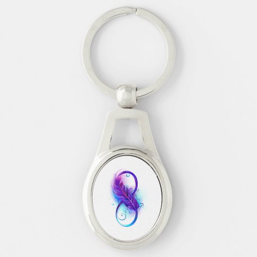 Infinity with Purple Feather Sleutelhanger (Voorkant)