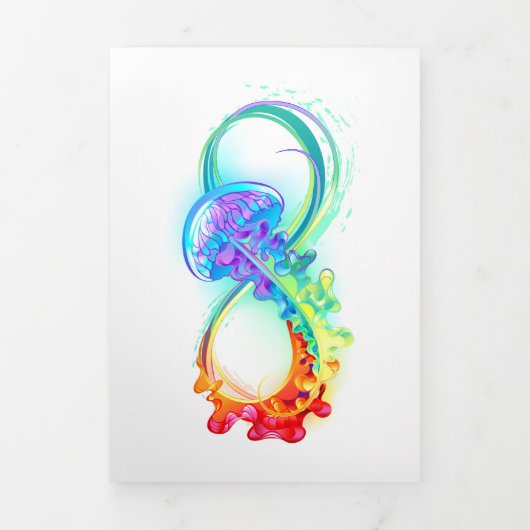 Infinity with Rainbow Jellyfish Drieluik Uitnodiging (Cover)