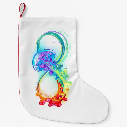 Infinity with Rainbow Jellyfish Kleine Kerstsok (Voorkant)
