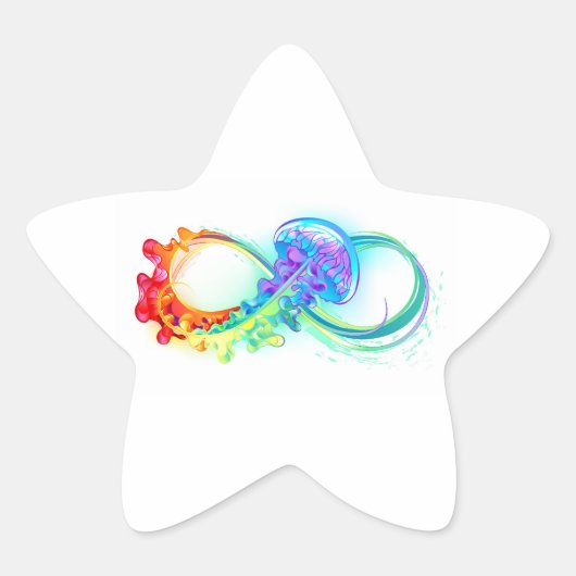 Infinity with Rainbow Jellyfish Ster Sticker (Voorkant)