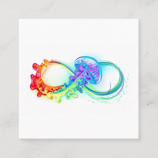 Infinity with Rainbow Jellyfish Vierkante Visitekaartje (Voorkant)
