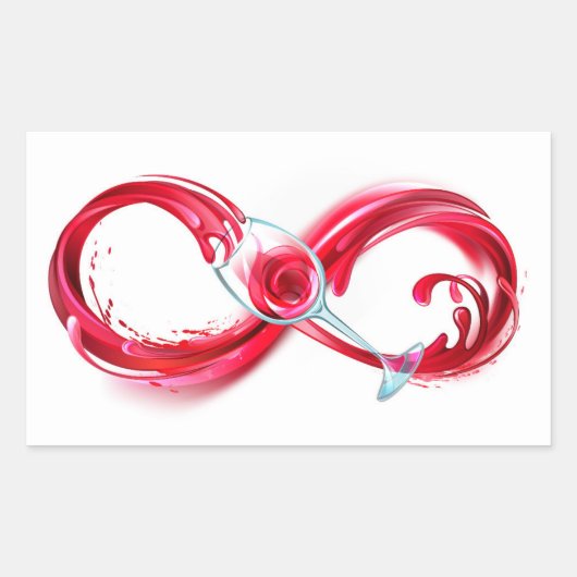Infinity with Red Wine Rechthoekige Sticker (Voorkant)
