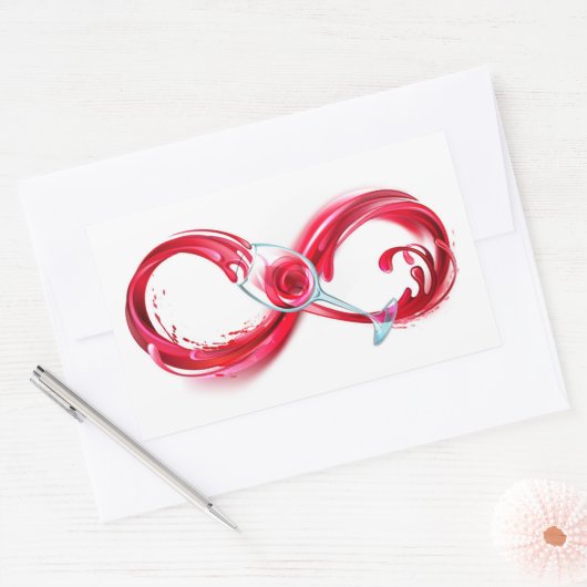 Infinity with Red Wine Rechthoekige Sticker (Envelop)