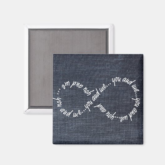 Infinity You and Me Denim Jeans Square Magnet (Voorkant / Achterkant)