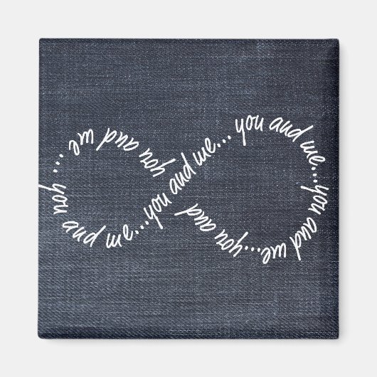 Infinity You and Me Denim Jeans Square Magnet (Voorkant)