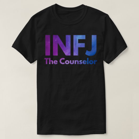 INFJ de raadsman Galaxy Indigo Black MBTI Merch T-shirt (Design voorkant)