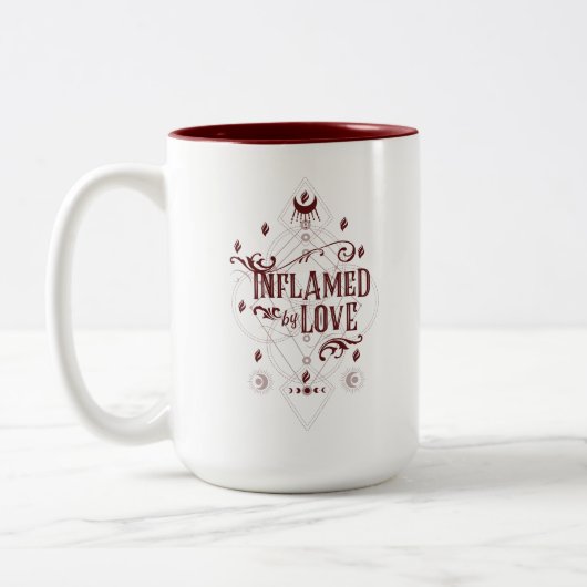 Inflamed by Love (Sleigh Riders book Two) Tweekleurige Koffiemok (Links)