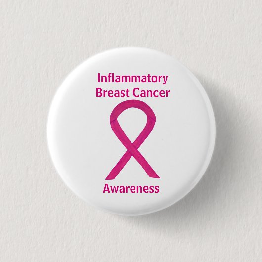 Inflammatory Breast Cancer Hot Pink Ronde Button 3,2 Cm (Voorkant)