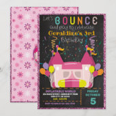 INFLATABLE BOUNCE SLIDE CASTLE BIRTHDAY INVITATION KAART (Voorkant / Achterkant)