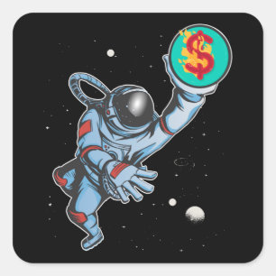 Inflatie naar de maanastronaut vierkante sticker