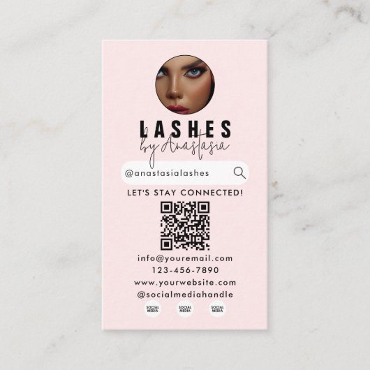 Influencer Beauty Make-up Artist Hair Lashes Foto' Visitekaartje (Voorkant)