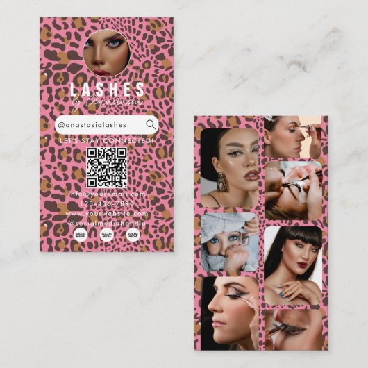 Influencer Beauty Makeup Artist Hair Leopard Print Visitekaartje (Voorkant / Achterkant)