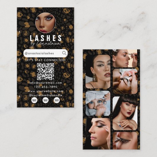 Influencer Beauty Makeup Artist Hair Leopard Print Visitekaartje (Voorkant / Achterkant)