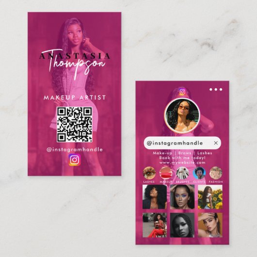 Influencer Beauty Nail Tech Social Media QR Code Visitekaartje (Voorkant / Achterkant)